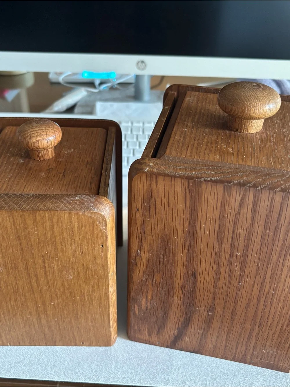 Vintage heartland village Wood Canister Set with Country Scene Tiles
